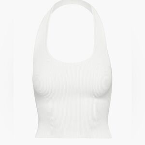Aritzia Babaton White Ribbed Halter Tank